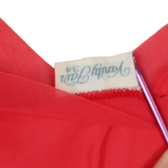 Vintage Red Vanity Fair Dress Slip Midi Length Size 34 Adjustable Straps SP75 - Picture 10 of 10